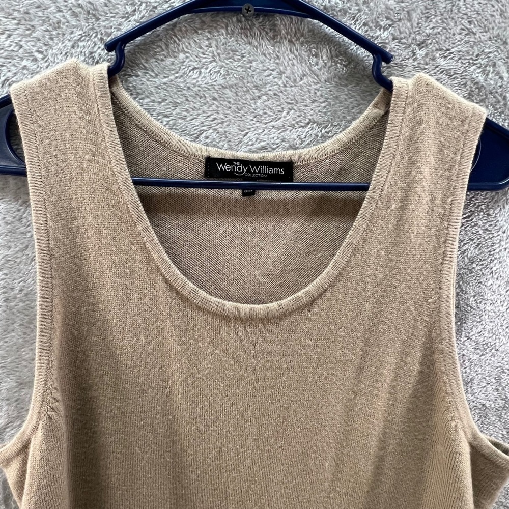 Wendy Williams Collection Tan Knit Tank Top Shell XL Beige Scoop Neck Sleeveless